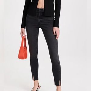 Good American Good Legs Twisted Slit Jeans Black Wash Skinny High Rise Sz 27 NWT